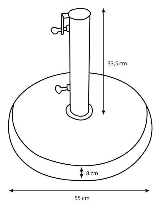 Parasollfot Manila med småstein på overflaten - 35 kg - Sunlife